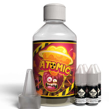 Load image into Gallery viewer, The Brews Bros Atomic 250ml Short Fill E Liquid Sour Raspberry Flavour with Four 10ml Nicotine Shots
