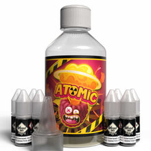 Load image into Gallery viewer, The Brews Bros Atomic 250ml Short Fill E Liquid Sour Raspberry Flavour with Eight 10ml Nicotine Shots
