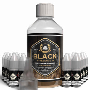 The Brews Bros Black Reserve 250ml Short Fill E Liquid Honey Cream Tobacco Flavour with Sixteen 10ml Nicotine Shots