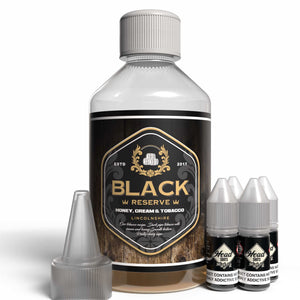 The Brews Bros Black Reserve 250ml Short Fill E Liquid Honey Cream Tobacco Flavour with Four 10ml Nicotine Shots