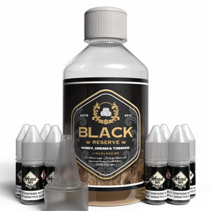 The Brews Bros Black Reserve 250ml Short Fill E Liquid Honey Cream Tobacco Flavour with Eight 10ml Nicotine Shots