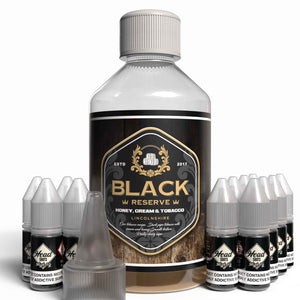 The Brews Bros Black Reserve 250ml Short Fill E Liquid Honey Cream Tobacco Flavour with Twelve 10ml Nicotine Shots