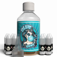 Load image into Gallery viewer, The Brews Bros Blue Gums 250ml Short Fill E Liquid Blue Raspberry Bubblegum Flavour with Eight 10ml Nicotine Shots
