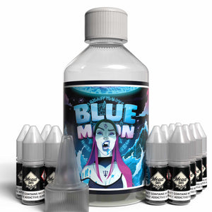 The Brews Bros Blue Moon 250ml Short Fill E Liquid Blue Raspberry Lemonade Flavour with Twelve 10ml Nicotine Shots