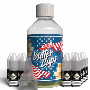 The Brews Bros Butter Cups 250ml Short Fill E Liquid White Chocolate Peanut Butter Flavour with Twelve 10ml Nicotine Shots