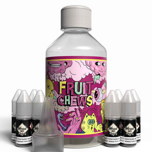 The Brews Bros Fruit Chews 250ml Short Fill E Liquid Strawberry Chewy Sweets Flavour with Eight 10ml Nicotine Shots