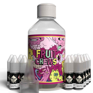 The Brews Bros Fruit Chews 250ml Short Fill E Liquid Strawberry Chewy Sweets Flavour with Twelve 10ml Nicotine Shots