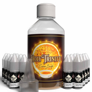 The Brews Bros Holy Trinity 250ml Short Fill E Liquid Creme Brulee Flavour with Sixteen 10ml Nicotine Shots