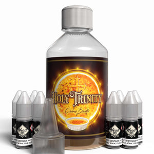 The Brews Bros Holy Trinity 250ml Short Fill E Liquid Creme Brulee Flavour with Eight 10ml Nicotine Shots