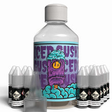 Load image into Gallery viewer, The Brews Bros Iced Gush 250ml Short Fill E Liquid Grape Slush Flavour with Twelve 10ml Nicotine Shots
